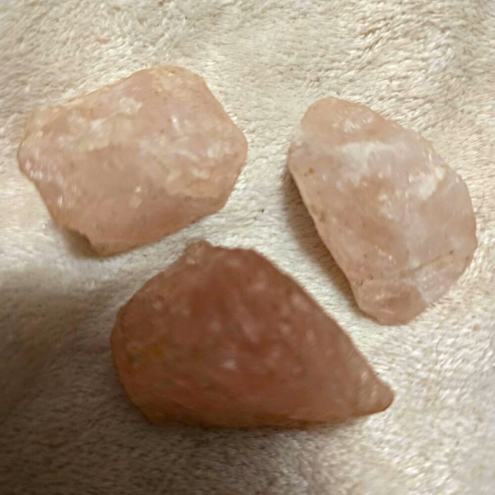 Lot of 3 Rough Pink Crystal & Mineral Specimens, Mineral/Crystal Mix Uncut)2.6oz